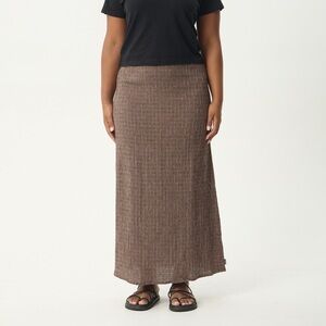 Afends Hometown Seersucker Maxi Skirt - Coffee - Size L